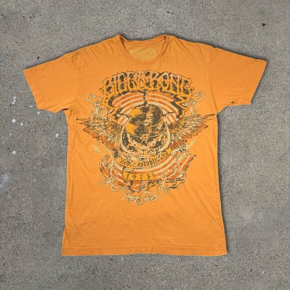 Y2K Billabong Surf Grunge Skull Wings Graphic T Shirt Size S 18x26 - Picture 2 of 7